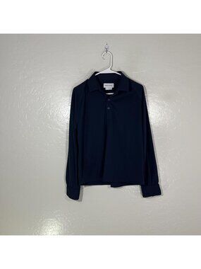 Ministry Of Supply Polo Shirt Mens Medium Blue Solid Performance Long Sleeve Top